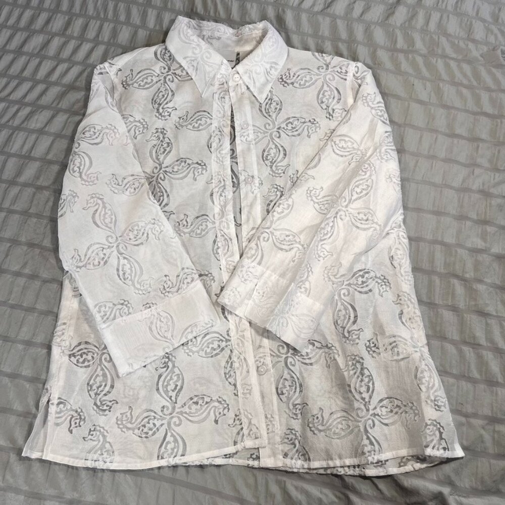 NEW Alfred Dunner Women's Sheer Boho Shirt Size 8 White | Coastal Cowgirl